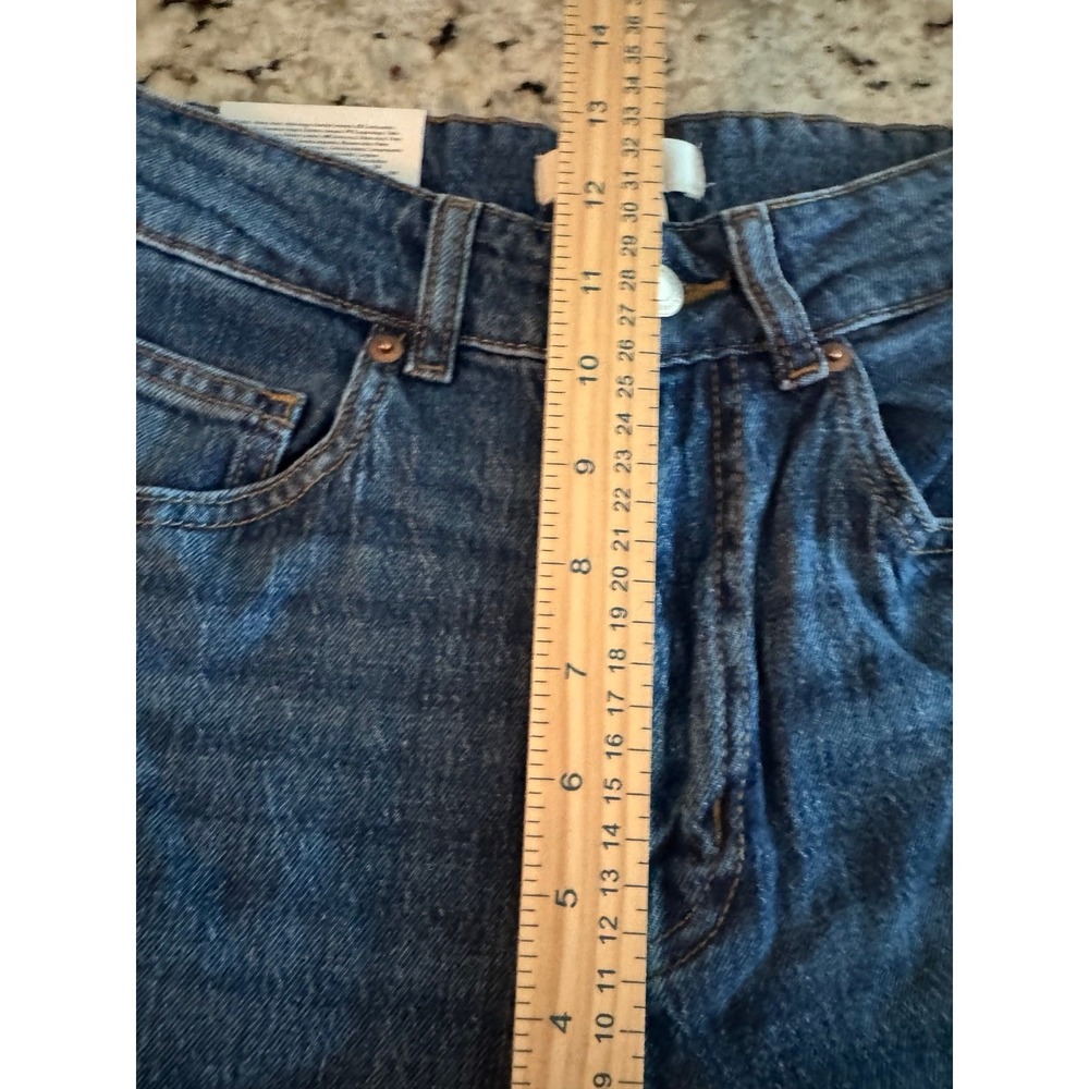 Y2K H&M Wide Leg Comfort Stretch High Waist Dark Wash  Denim Jeans NWT 26x30 - Picture 4 of 10